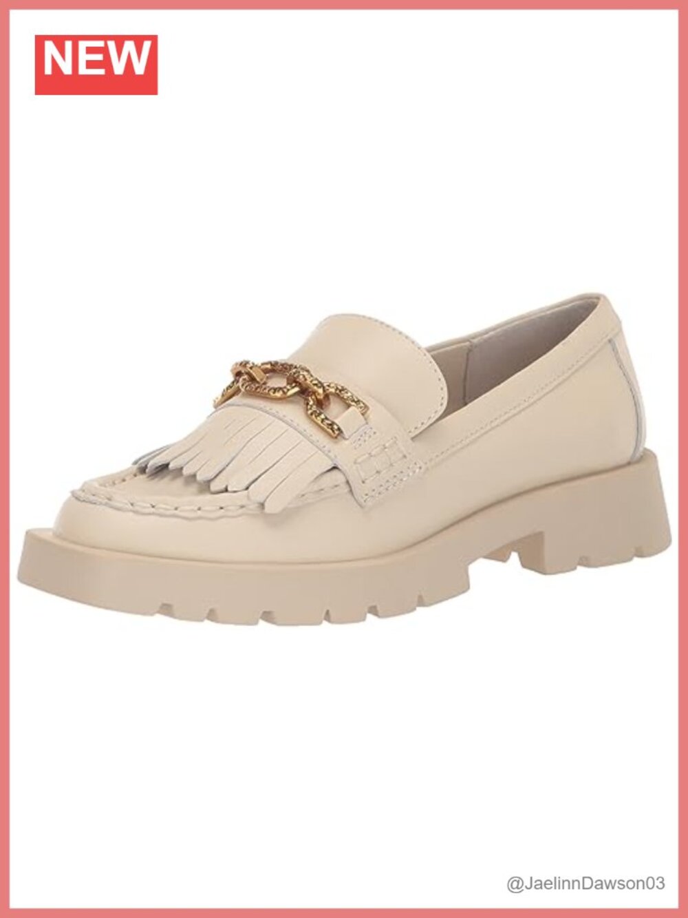 Ivory Leather Dolce Vita Erna Loafer Block Heel Lug Sole Pull-On